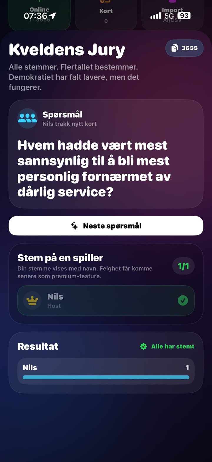 Kveldens Jury-resultat i Vors